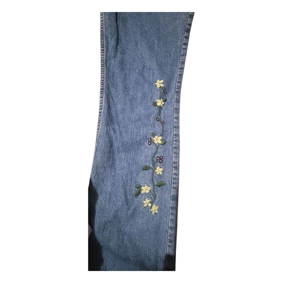 Vintage Y2K Guess Embroidered Mid Rise Wide Leg Jeans Size 28 Made in USA Cotton - Picture 12 of 16